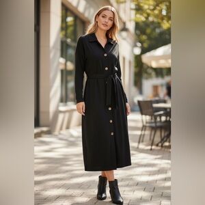 Ann Taylor Black Button-Down Dress